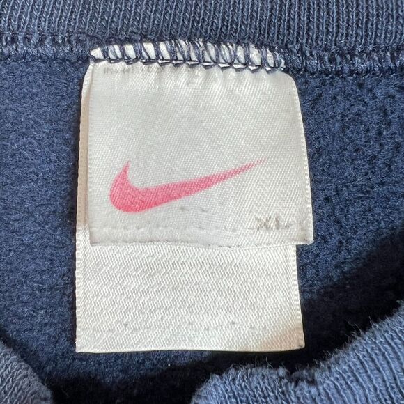 VINTAGE Nike Sweatshirt Mens XL Blue Crewneck 90s Embroidered Swoosh Navy Check - Picture 4 of 13